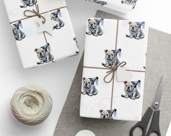 2025 - Birthday wrapping paper English Bulldog custom gift wrap dog gift wrap for dog lovers Bully birthday wrap