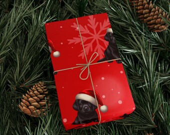 Christmas wrapping paper Black Lab puppy custom gift wrap and gift paper wrap for dog lovers Labrador Retriever holiday decor