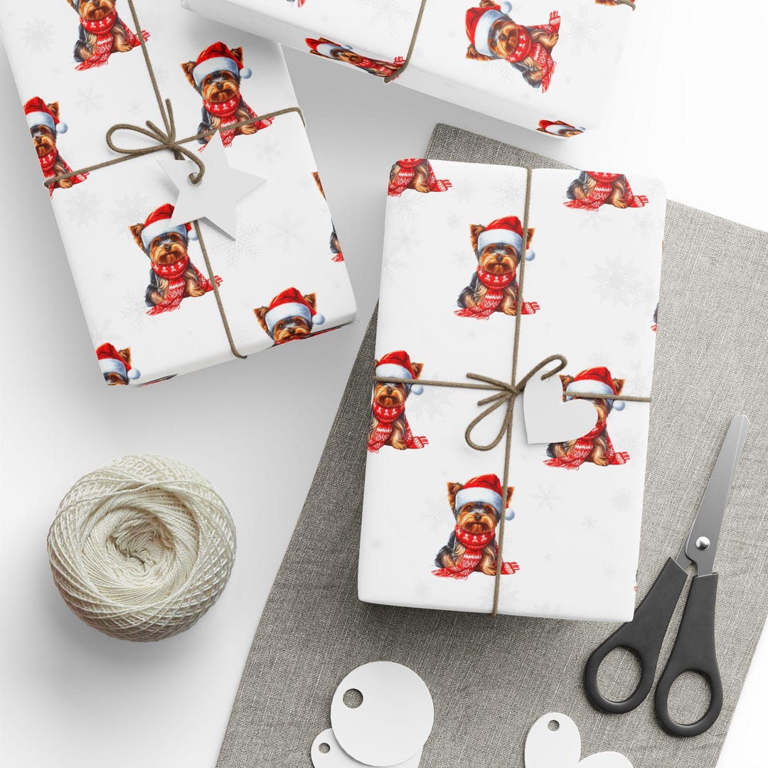Yorkie Wrapping Paper 2025v2 - Yorkshire Terrier Paper Festive Wrapping Christmas and Yorkie ...