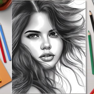 Selena Gomez • Coloring Page for Adults and Kids • Grayscale Coloring Page  • Instant Download • Digital Download • JPG