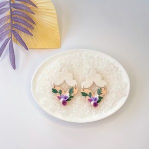 Floral Polymer Clay Earrings statement earrings lightweight earrings