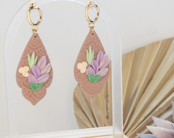 Pendientes de flores de arcilla polimérica