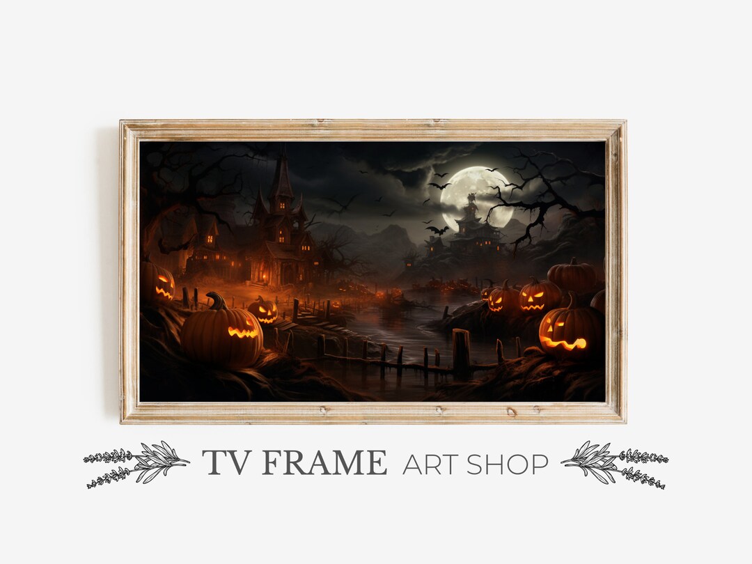 Halloween Tv Frame Art Frame Art Tv Halloween Halloween Tv Etsy