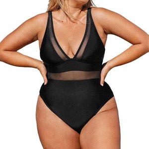 Plus size see through swimwear deals