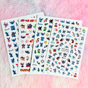 Pegatinas de uñas de dibujos animados de puntada