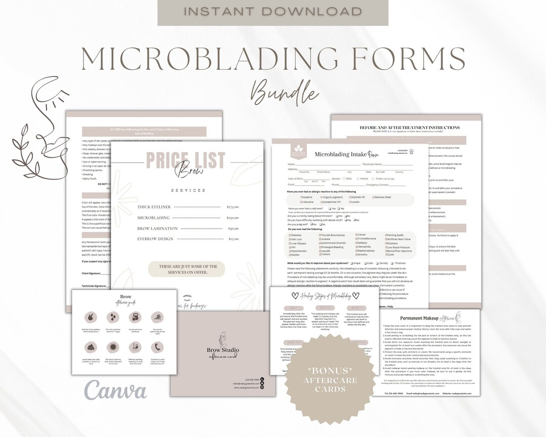 Microblading Intake Form,microblading Client Form,microblading Forms