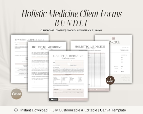 Holistic Medicine Client Forms: Editable Templates for Wellness Practitioners (Canva PDF)