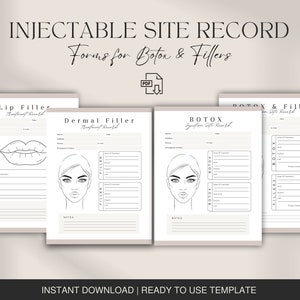 Botox and Filler Treatment Record Forms, Med Spa Face Chart (PDF)