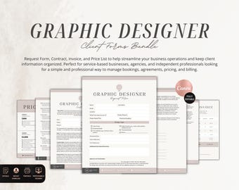 Graphic Designer Client Forms,Freelance Graphic Designer Services Agreement,Editable Graphic Design Contract,Logo Branding Project Bundle