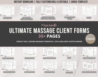 Bundel bewerkbare massagetherapieformulieren, zakelijke spa-sjablonen (canva)