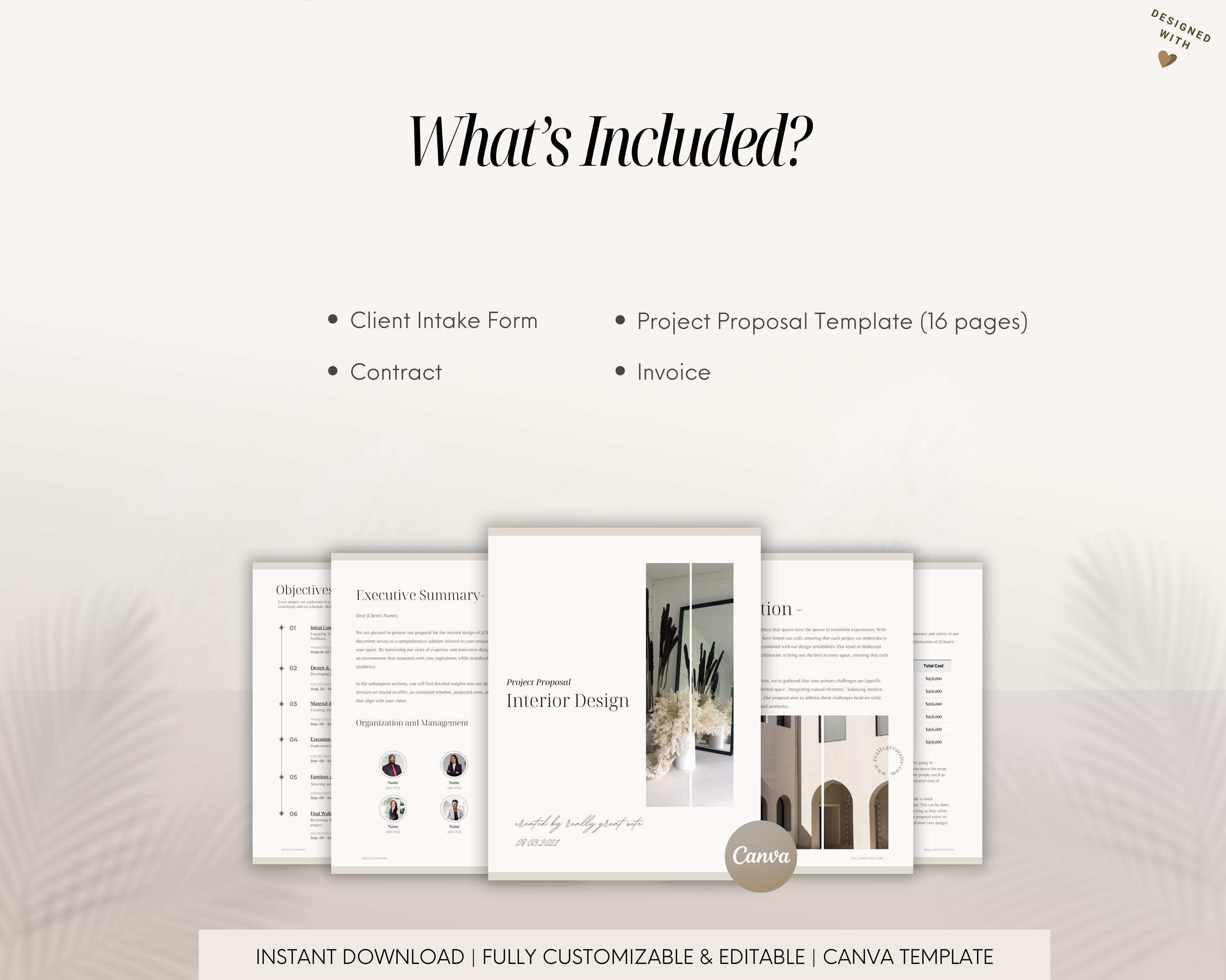 Interior Design Forms Packet Template, Client Intake, Contract (canva ...