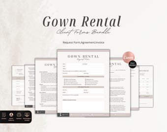 Gown Rental Forms Template,Dress Rental Agreement,Editable Gown Rental Client Intake and Agreement Forms