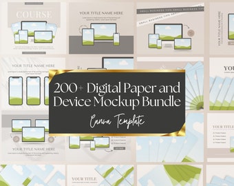 Digitales Gerät Mockup Bundle, Canva Vorlagen (217 Seiten)