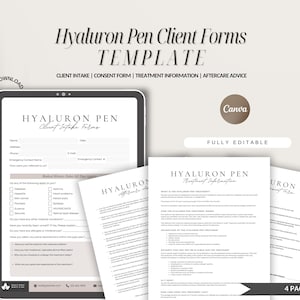 Hyaluron Pen Consultation and Consent Form,Editable Hyaluron Pen Intake and Consent Forms,Facial Fillers Form, Skin Care Consultation Form