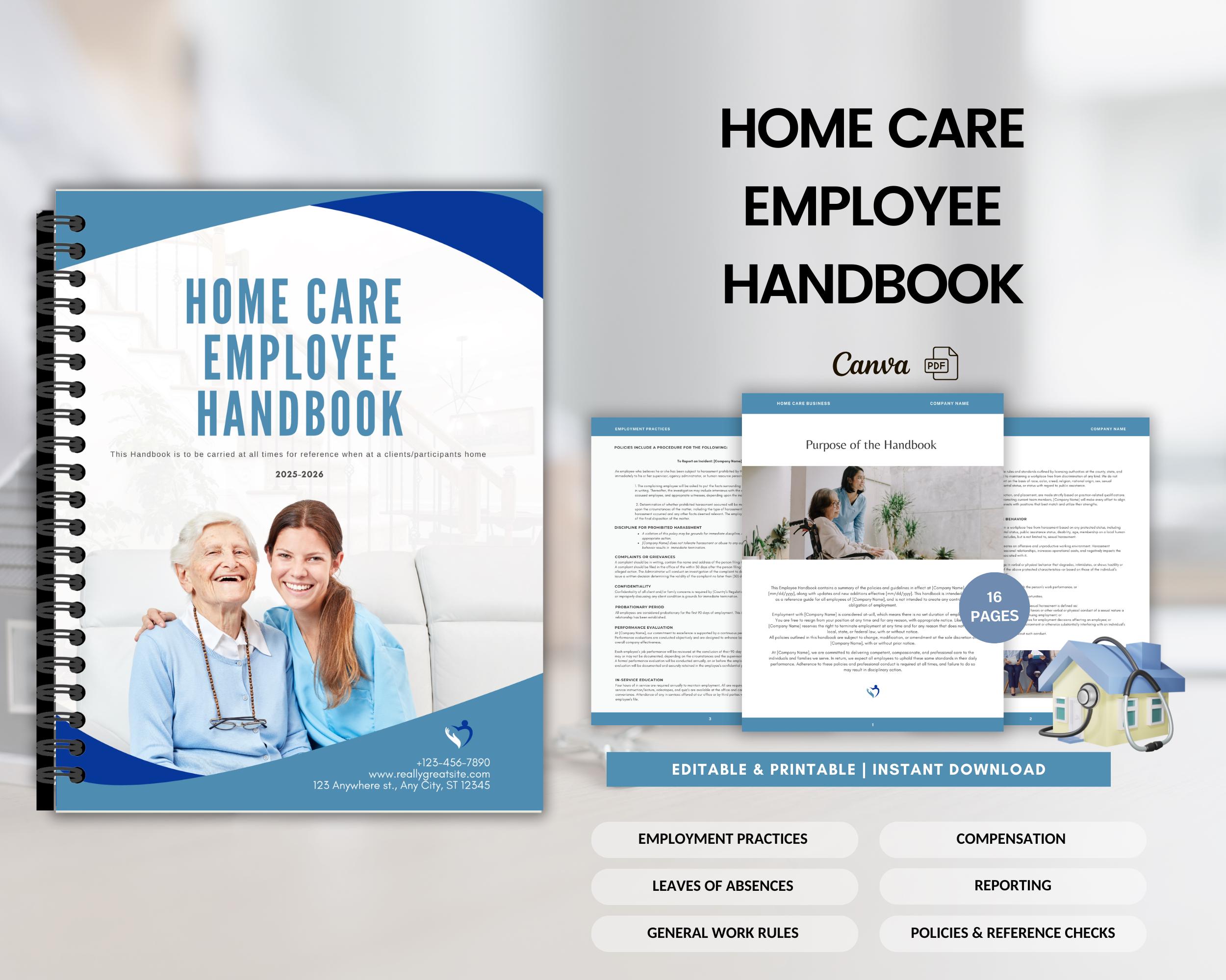 Home Care Employee Handbook | Home Care Agency Policy & Procedures | Caregiver Policy Manual | Home Health Business Essentials