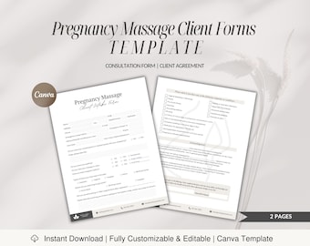 Moduli di consulenza per massaggi prenatali, modello di assunzione modificabile (Canva)