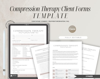 Formulario de admisión de clientes para terapia de compresión: Plantilla editable de Canva (Descarga PDF)