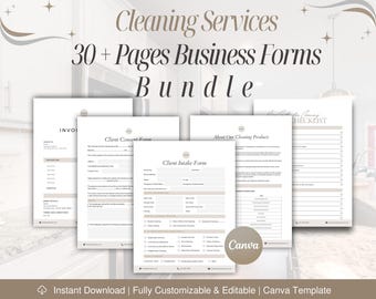 Cleaning Services Business Forms Bundle, Editable Templates (Digital Download)