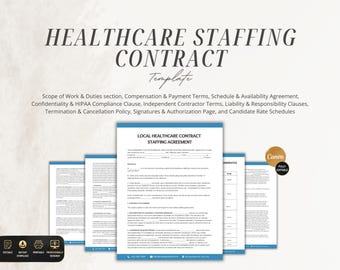 Healthcare Staffing Contract,Editable Healthcare Contract, Nurse Staffing agency Agreement