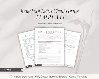 Ionic Foot Detox Client Forms, Editable Consent Intake (Canva Template)