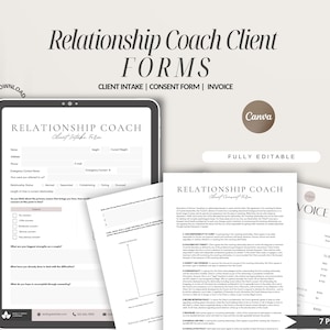 Bearbeitbare Beziehungscoach-Klientenformen, Paartherapie-Leitfaden (CANVA)
