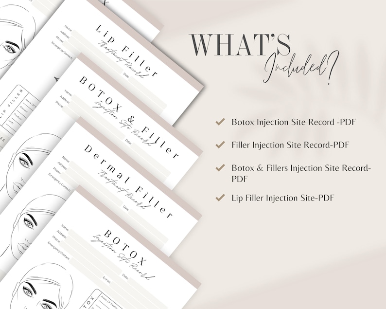 Botox and Filler Treatment Record Forms, Med Spa Face Chart (PDF) - Etsy