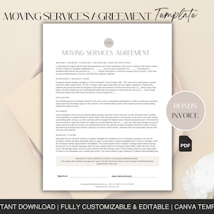 Modèle de contrat de services de déménagement, contrat de services de déménagement modifiable, contrat de compagnie de déménagement professionnelle PDF, contrat de déménagement imprimable