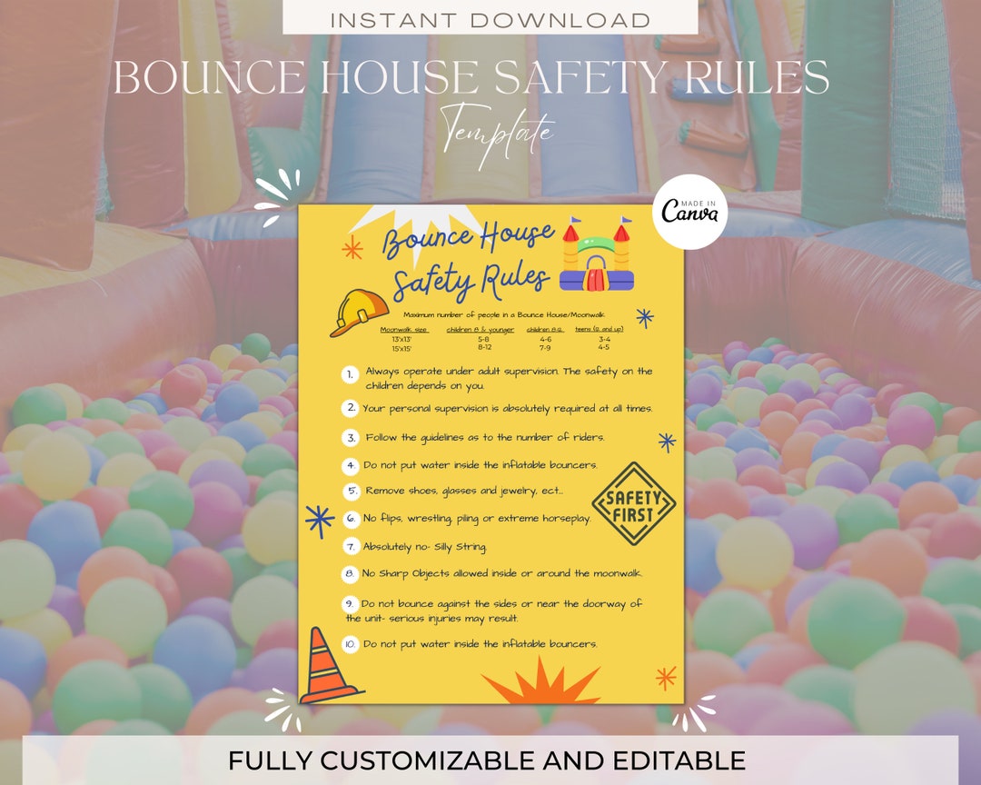 Bounce House Rules Signeditable Bounce House Safety Etsy