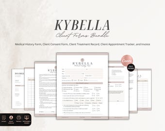 Kybella Consultation Forms, Editable Fat Dissolving Injectable Treatment Forms, Facial Fillers Form,Double Chin Treatment, Medspa Forms