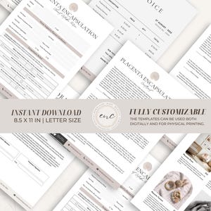 Editable Placenta Encapsulation Forms, Doula Business Templates (canva ...