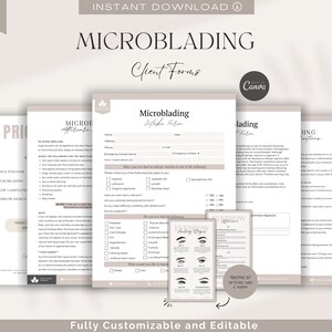 Microblading Consent and Intake Forms,Editable Esthetician Business Forms, Microblading Forms,Beauty Salon Forms,CANVA