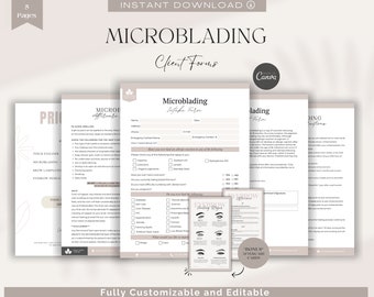 Formulaires client de microblading : réception et consentement (modèle CANVA)