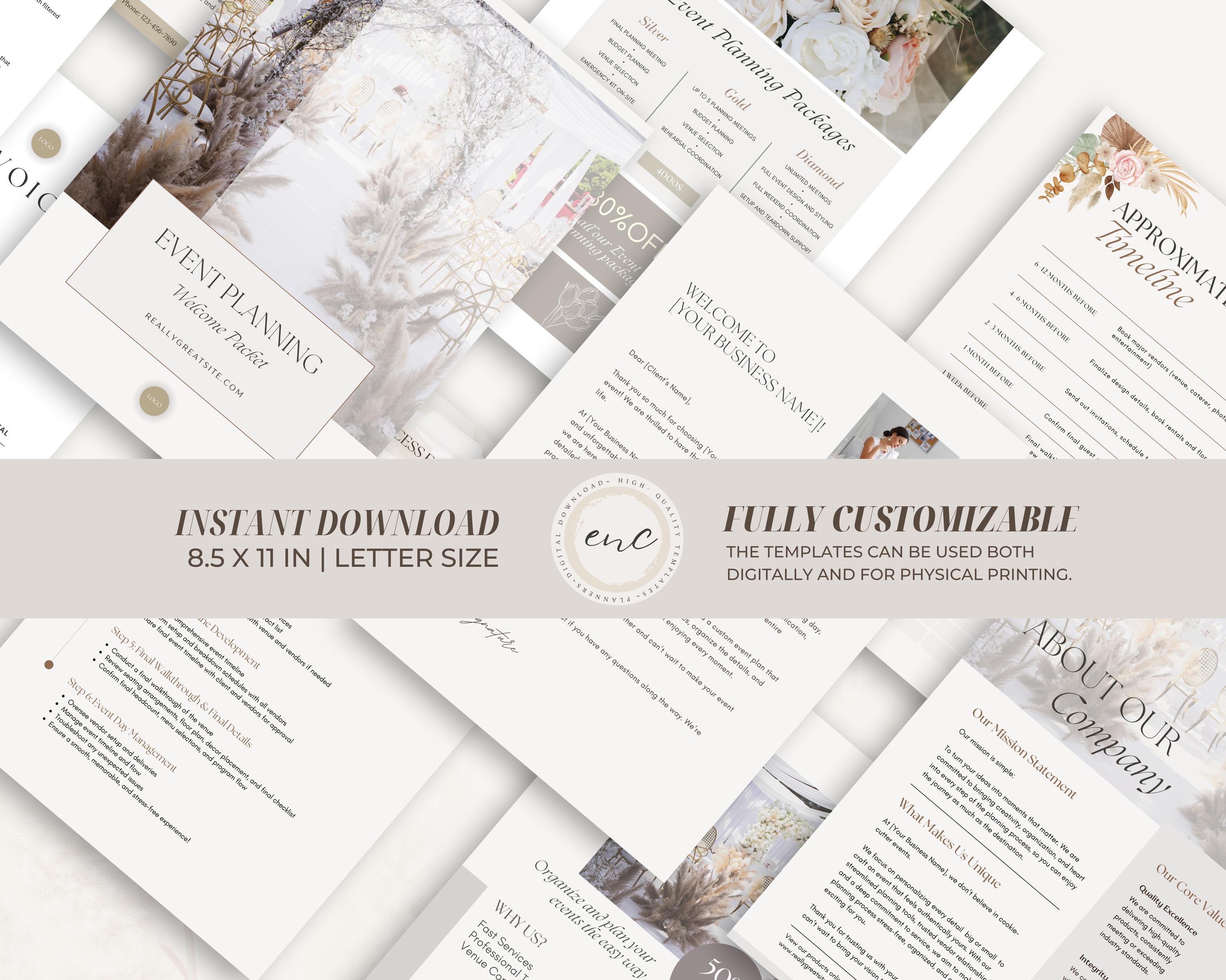 Event Planner Welcome Packet Bundle, Client Intake Forms (canva ...