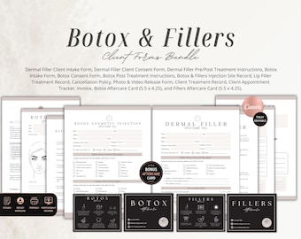 Botox and Filler Forms Template Bundle,Nurse Injector Medspa Client Intake Consent Record,Aftercare Advice,Treatment Record,Esthetician Form