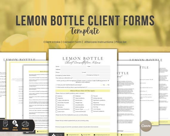lemon bottle fat dissolving cost near me Lemon Bottle Treatment Client Forms Bundle,Editable Intake Consent Medical History, Fat Dissolving Services Form Template