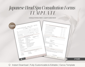 Formularios de consulta para spas japoneses, formularios de admisión editables (descarga digital)