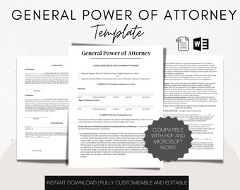 General Power of Attorney, Durable Power of Attorney,General Power,GPOA,Sale Property Form,Contract Power,General Power of Attorney Template