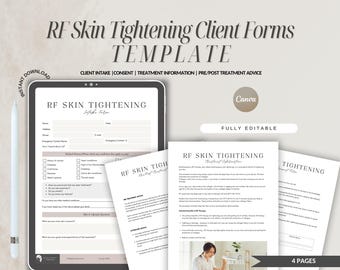 Formularios de consentimiento para el estiramiento cutáneo por radiofrecuencia: Admisión de clientes de esteticista (plantilla de Canva)