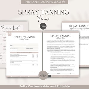 Editable Spray Tanning Consultation and Aftercare Forms,Spray Tanning Consultation Forms Bundle,Spray Tan Consent Forms, Esthetician Forms