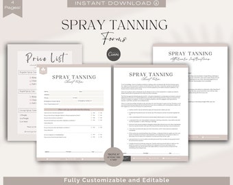 Spray Tanning Consultation & Aftercare Forms Bundle (Digital Download)