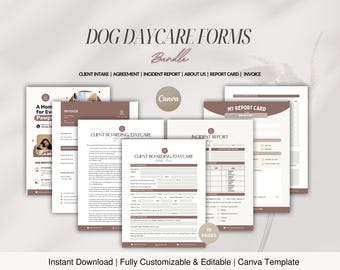 Paquete de formularios para guarderías caninas y plantillas para negocios de cuidado de mascotas (descarga digital)