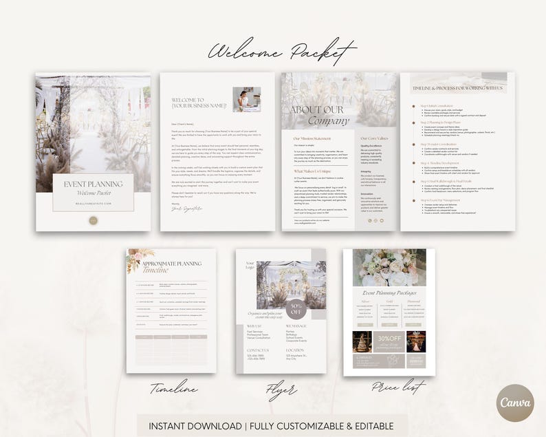 Event Planner Welcome Packet Bundle, Client Intake Forms (canva ...