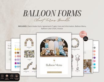 Balloon Artist Client Forms Bundle Template for Event Decor Services | Client Intake Form, Event Details Sheet, Liability Waiver & Terms