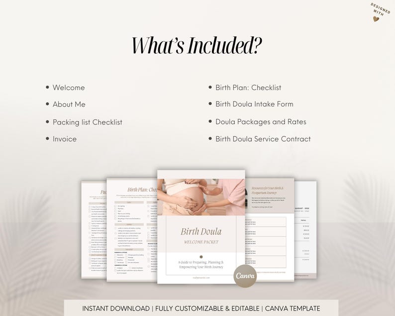 Birth Doula Forms Template Bundle, Client Intake, Service Agreement ...