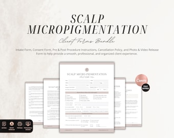 Scalp Micropigmentation Forms Template, SMP Client Consultation (Canva Editable, PDF)