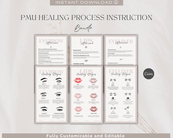 Customizable PMU Aftercare Instructions for Lip Blush, Eyeliner Tattoo, Eyebrow Healing