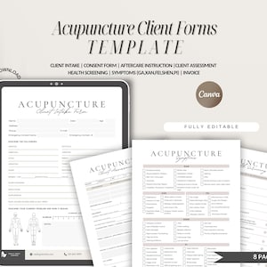 Acupuncture Consultation Form Template Bundle,Editable Acupuncture Intake Form,Acupuncture Consent Form,Health Waiver Forms,CANVA Template