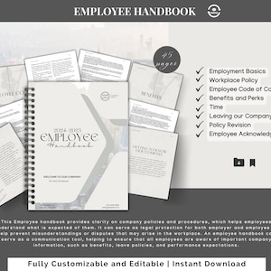 Employee Handbook Template,Comprehensive Employee Handbook for Onboarding and HR Policies,Training Manual Template,Employee guidelines