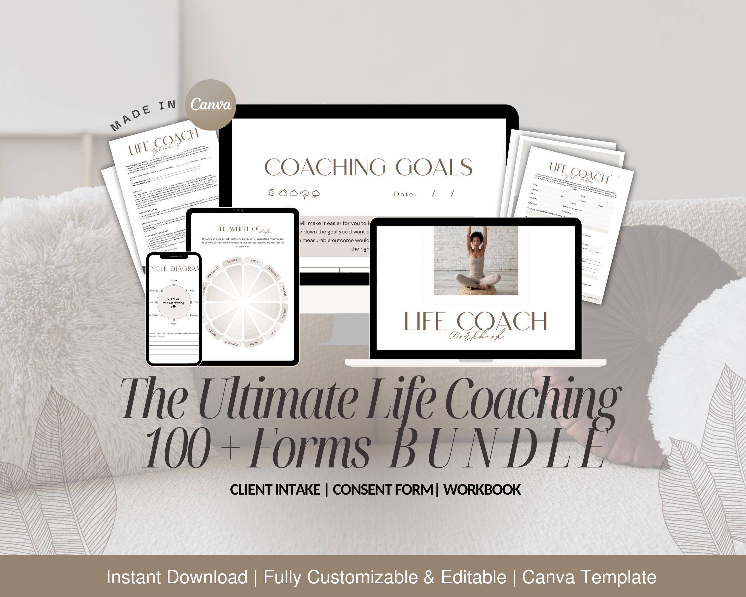 Life Coaching Forms Bundle, 100+ Essential Worksheets (canva Template ...