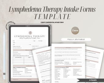 Formularios de admisión para el tratamiento del linfedema, consentimiento del cliente editable (plantilla de Canva)